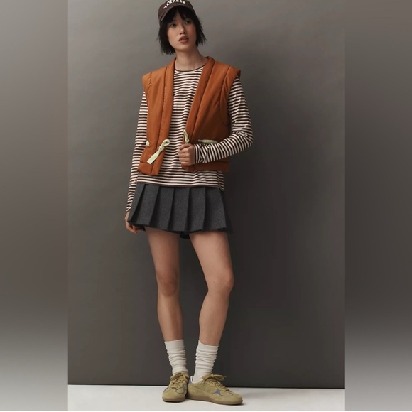 Daily Practice by Anthropologie Ribbon Tie Puffer Vest in Green Size M/L - Picture 3 of 12